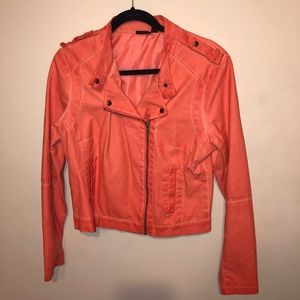 Coral Leather Jacket
